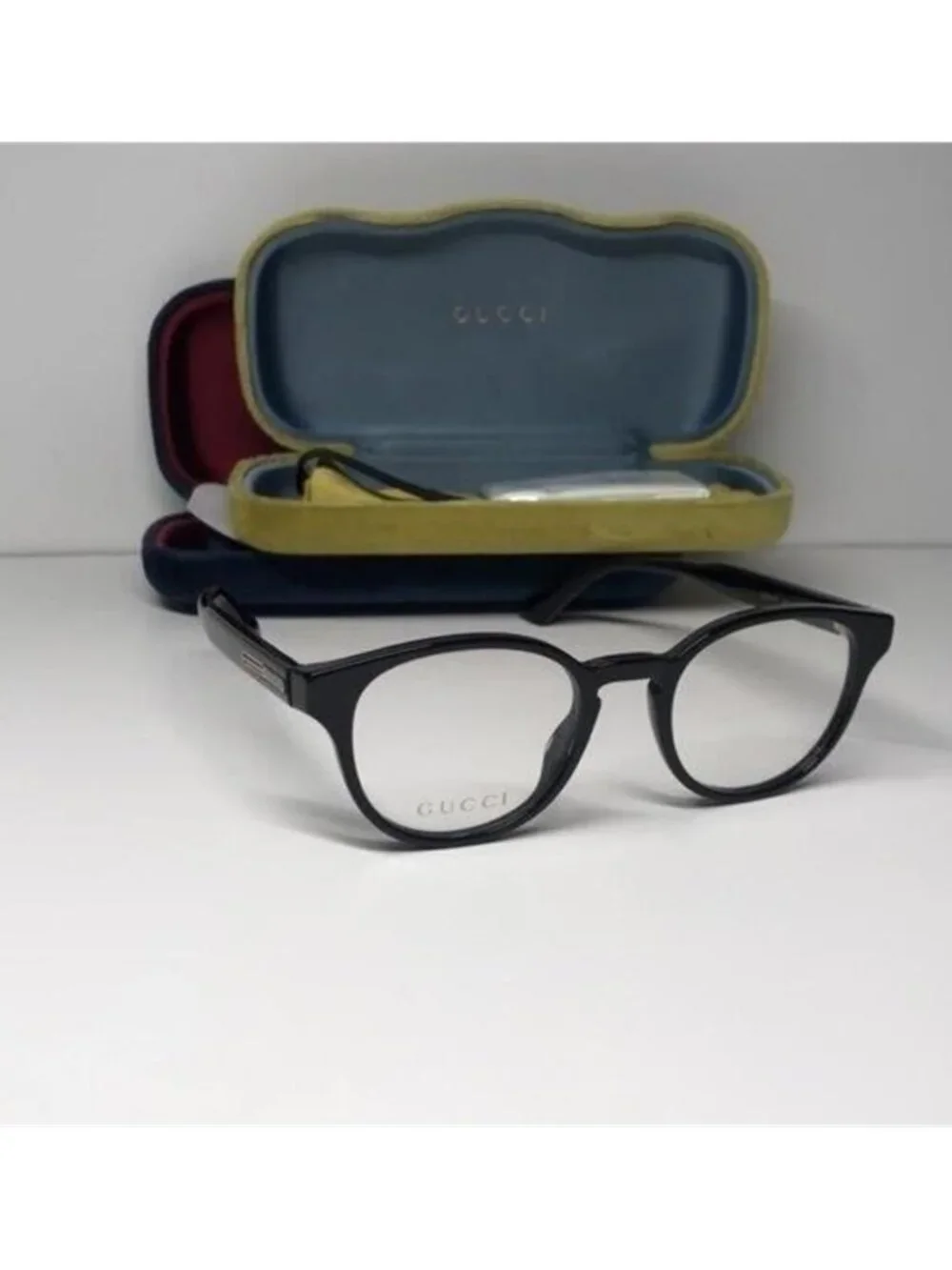 New Authentic Gucci GG0827O 001 Black Round Eyeglasses - Picture 6 of 12